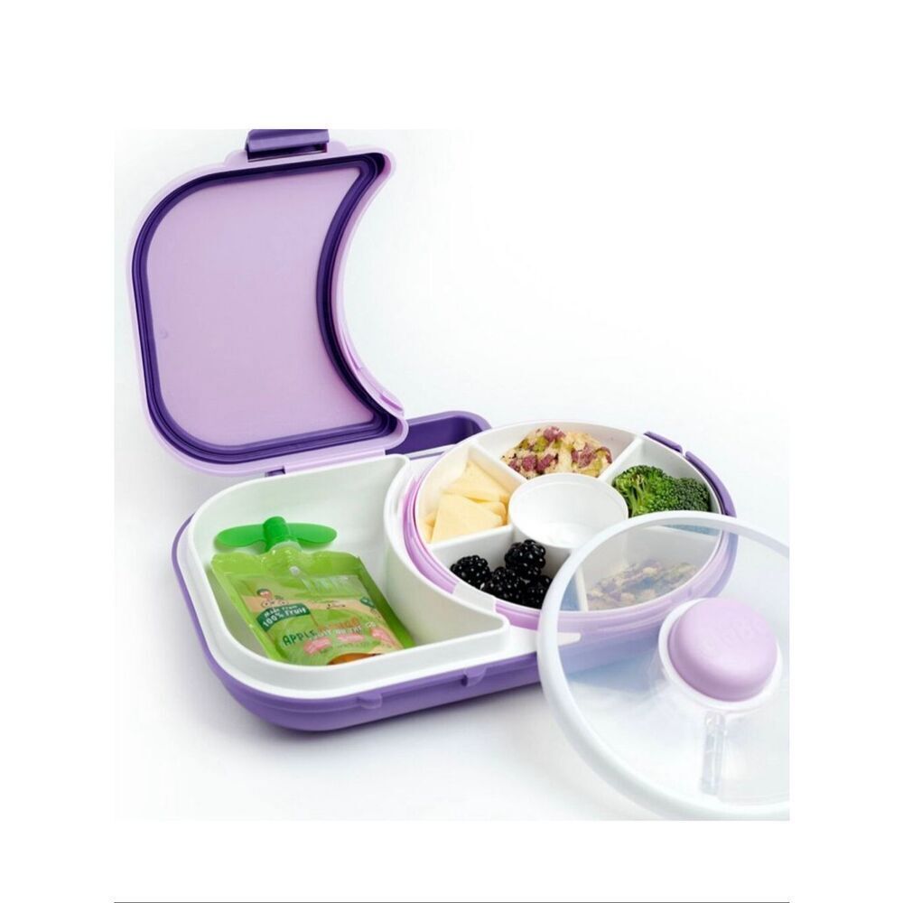 Gobe original snack spinner 6 compartment picnic travel food storage purple